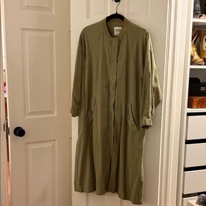 Zara Army Green Long Lightweight Jacket